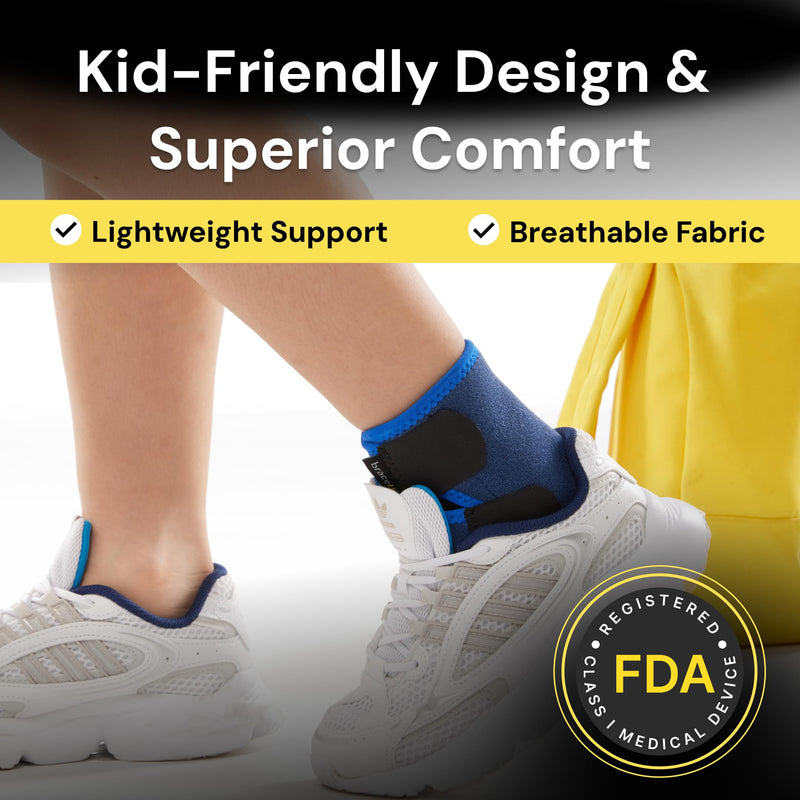 BraceUP Kids Ankle Brace – Youth Sports Support for Boys & Girls, Adjustable Foot Stabilizer for Sprains, Injuries & Active Play for Daily Wear (S 4'1"-4'11" ft) S - BeesActive Australia