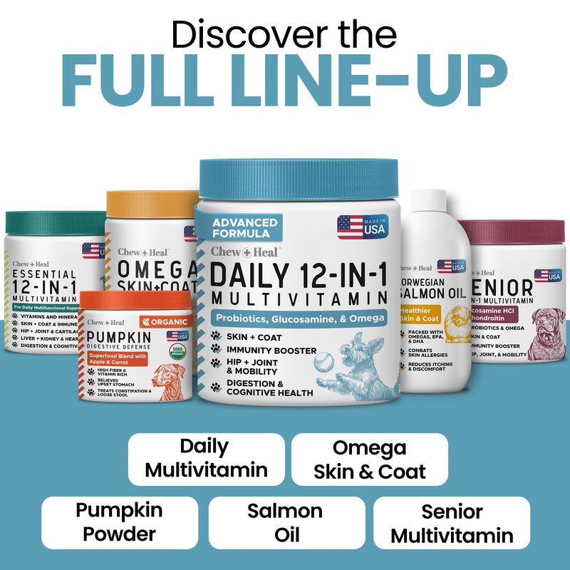 12-in-1 Multivitamin Powder for Dogs - 5.4 oz of Puppy and Senior Dog Vitamins and Supplements - Advanced Formula with Glucosamine, Omega 3,6,9, Vitamins, Probiotics, and More - Made in the USA 5.4 Ounces