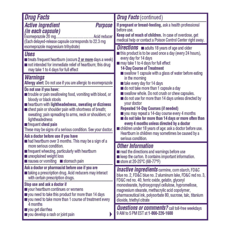 Nexium 24HR ClearMinis Acid Reducer Heartburn Relief Delayed Release Capsules for All-Day and All-Night Protection from Frequent Heartburn, Heartburn Medicine with Esomeprazole Magnesium - 42 Count