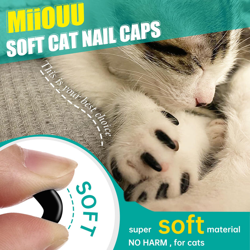 100 pcs Cat Nail Caps | Cat Claw Covers with Adhesives and Applicators | Black (XS) XS - BeesActive Australia