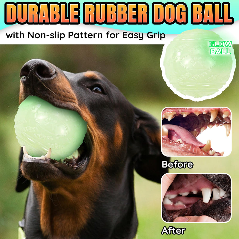 4-Pack 3.5” Glow Squeaky Dog Balls,Bouncy Glow in The Dark Dog Ball with Squeaker, Durable Dog Rubber Ball Toys Glowing Fetch Balls for Medium Large Dogs Nighttime Playing Indoors & Outdoors - BeesActive Australia