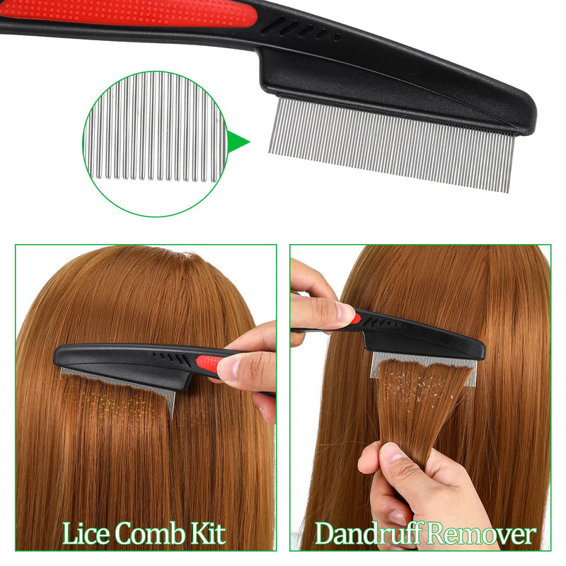 Yuanchu Stainless steel lice comb set, 4 pieces, ultra-fine dandruff comb for removing lice, tear stain remover and dandruff, double-sided flea comb for children, adults, pets, reduces itching, green - BeesActive Australia