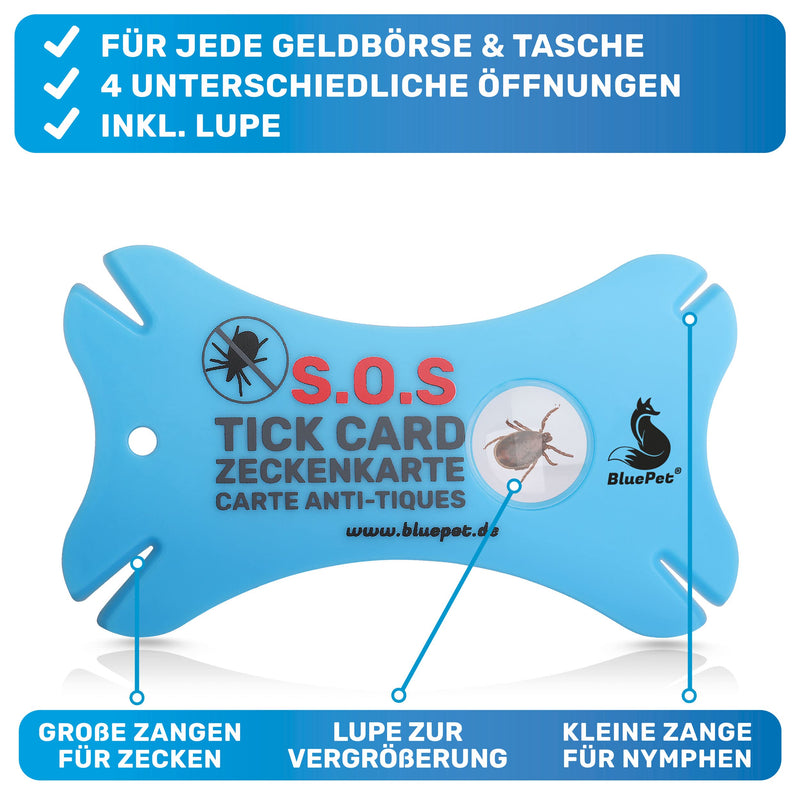 BluePet tick card with magnifying glass in credit card format - tick remover for removing ticks and nymphia from humans and animals - Tick card as first aid for dogs and cats in the house 1x tick card - BeesActive Australia