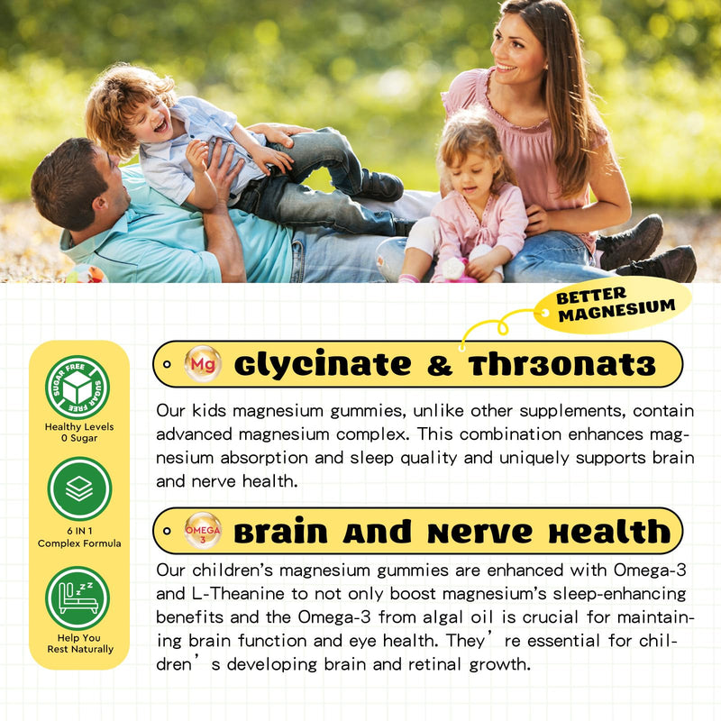 Magnesium Complex Gummies- Calm Chewable Gummies for Kids & Adults- Magnesium Glycinate Supplement-w/Omega-3, Vitamin B6, D3- Support Calm Stress Relief, Bones, Mood, Pineapple Flavor 60 Count (Pack of 1)