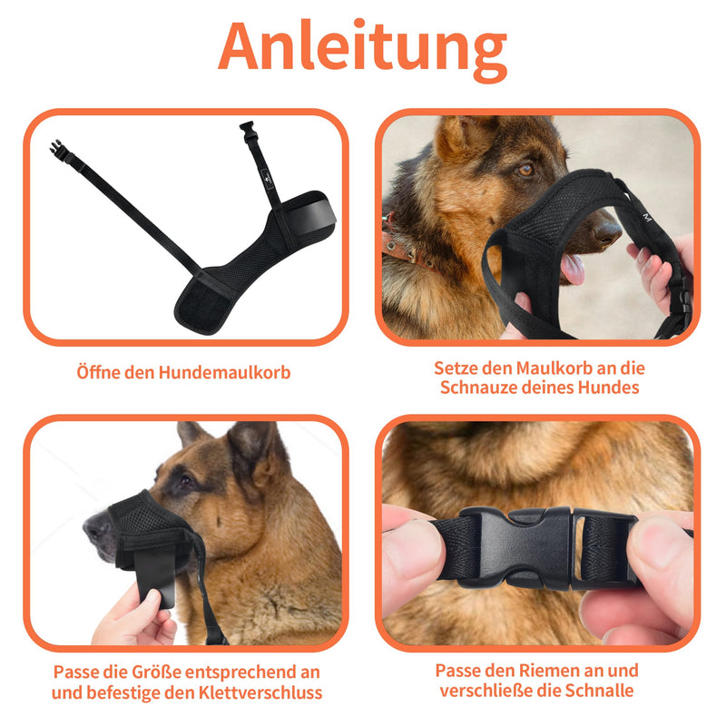 AMATHINGS dog muzzle size: XL, black, nylon, adjustable, breathable, bite protection, prevents chewing and barking, drinking possible - BeesActive Australia