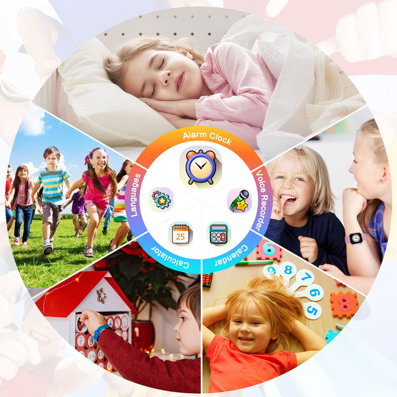 Goodatech Kids Smart Watch for Boys Girls, 1.54'' Smartwatch with 26 Puzzle Games, HD Camera, Video Music Player, Pedometer, Flashlight, Audio Book, Aluminum Case and Sport Band (Pink) Pink.GD15 - BeesActive Australia
