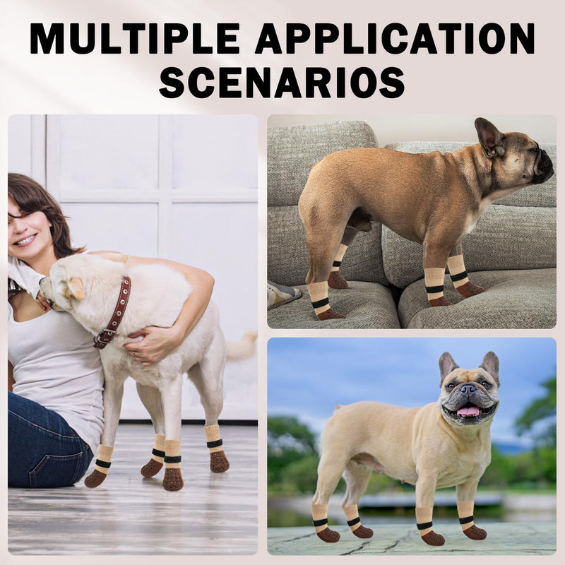 SCENEREAL Dog Socks to Prevent Licking Paws for Hardwood Floors Anti Slip, Dog Grippy Socks Shoes for Senior Small to Large Dogs, Dog Boots & Paw Protectors for Hot/Cold Scratching Pavement S(Paw Width 2.1in) Khaki - BeesActive Australia