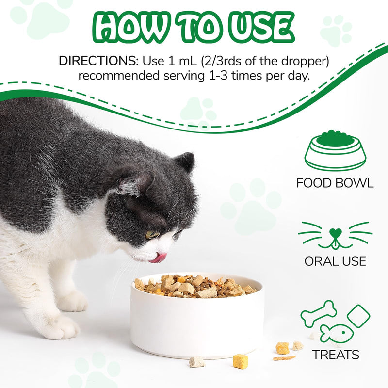 Natural Support Drops for Cats – Liquid Supplement with Prebiotics & Botanical Extracts | Supports Gut Balance, Skin & Coat Health & Everyday Vitality | 60 ml