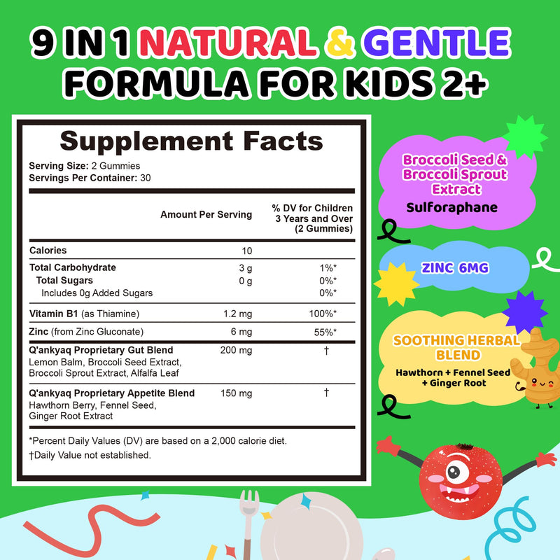 Appetite Booster for Kids, Weight Gain Gummies for Picky Eaters, 60 Cts | Appetite Increaser & Enhancer for Kids 2+, Plant-Based Digestive Support, High-Potency Zinc for Picky Eaters, Sugar-Free