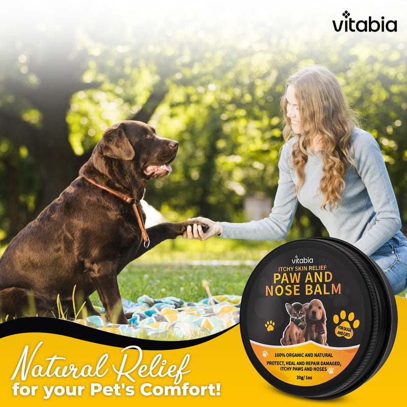 Cat and Dog Paw Balm - Pets Skin Treatment With Shea Butter, Vitamin E, Coconut Oil And Apple Cider Vinegar - Cat Acne, irritation and Itchy Dog Skin Relief With Nose Paw Balm for Dogs and Cat 30g Paw Nose Balm