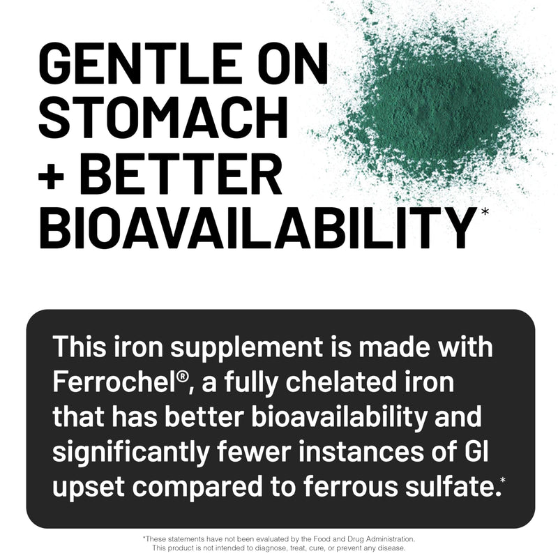 NatureWise Vegan Iron Supplement for Women & Men - Gentle on Stomach High Absorption - Coated Iron Bisglycinate Tablets + Vitamin C, Methyl B12, Folate & Organic Food Blend - 90 Tablets[90-Day Supply] Unflavored 90 Count (Pack of 1)