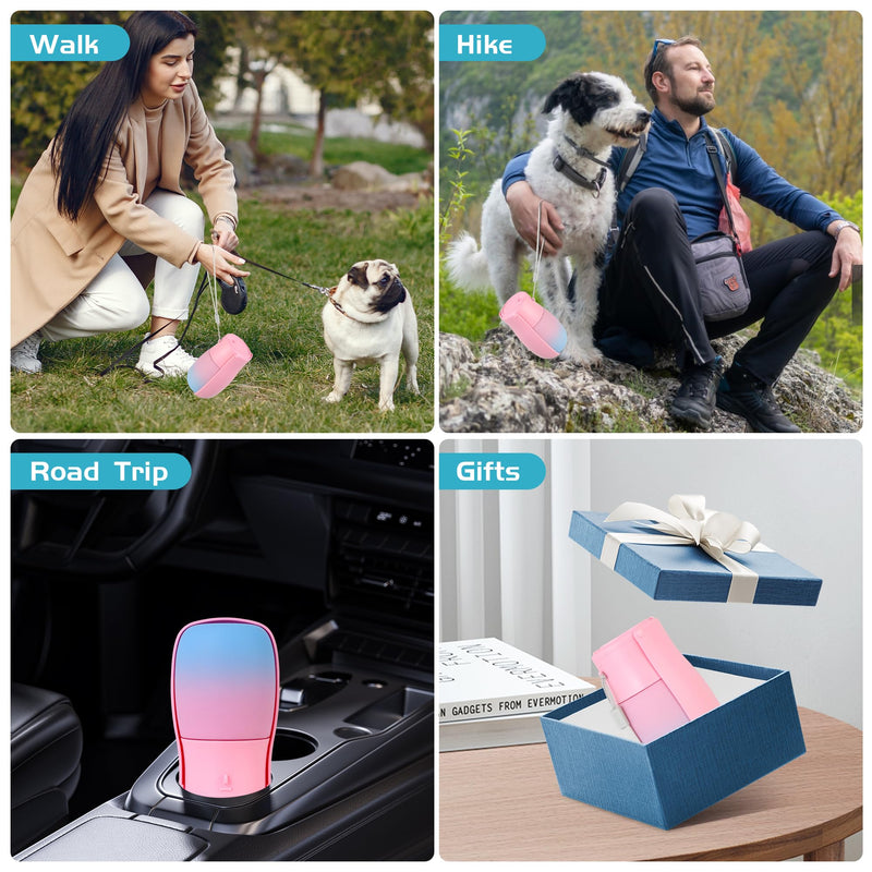 Portable Dog Water Bottle, Travel-Friendly Dog Travel Water Bottle with Carabiner, 10oz Outdoor Space-Saving Water Dispenser for Puppy,Cats, Pets for Walking,Hiking,Travel Pink - BeesActive Australia