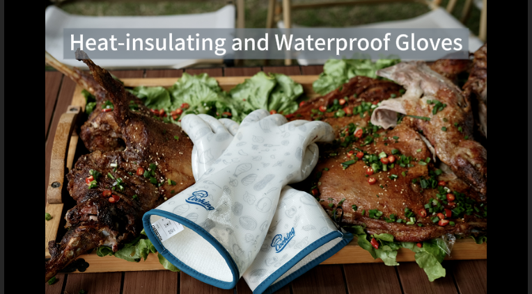 Oven Gloves with Fingers Heat Resistant Waterproof Long Sleeve for Cooking Grilling Baking Barbecue in Kitchen for Men & Women White Medium