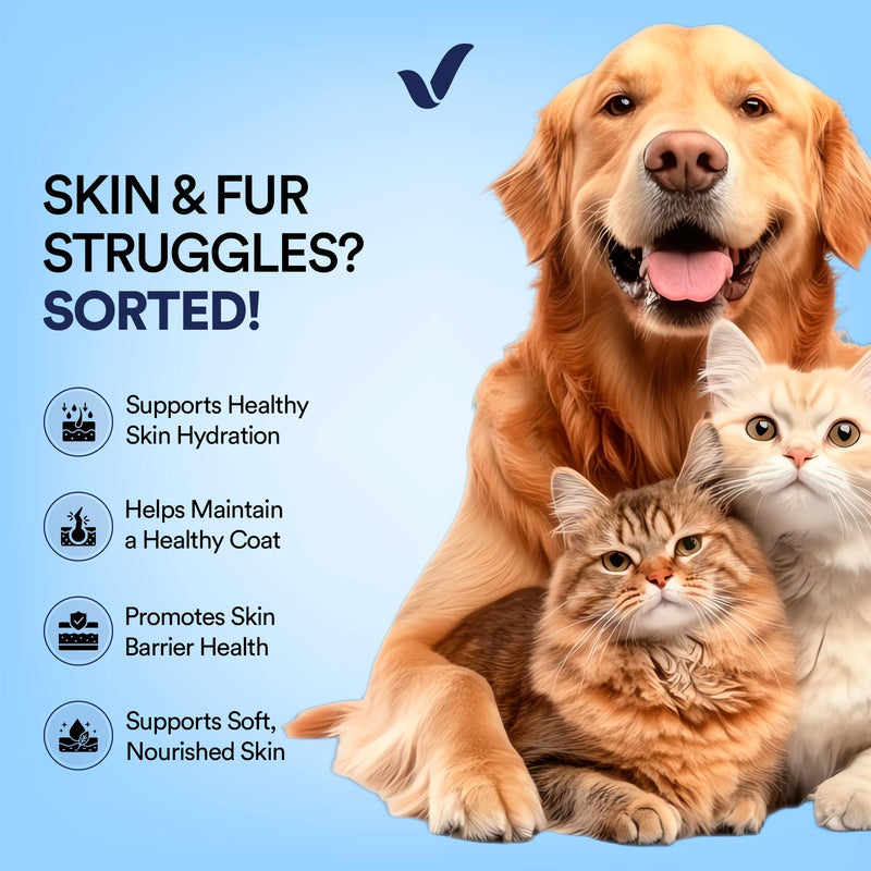 Pet Skin & Coat Oral Strips for Dogs & Cats – 30 Strips, Omega-3, Biotin, Folic Acid, Vitamin A & E – Shedding & Itching Supplement – Fast-Dissolving Oral Strips – Peanut Butter Flavor Pack of 1 (30 Count)