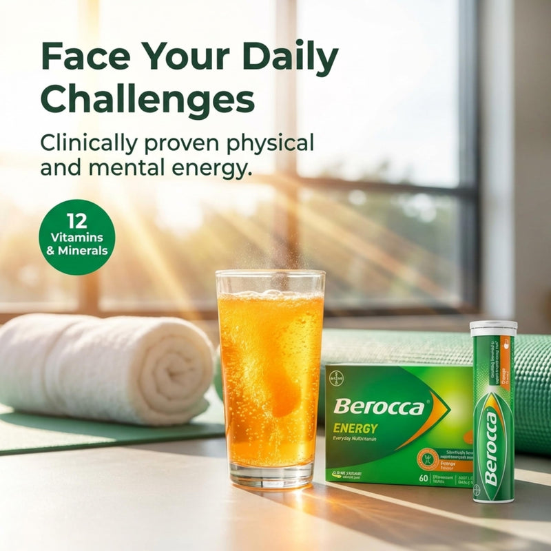 Berocca Energy Vitamin B & C Orange Flavour Effervescent Tablets 60 Pack