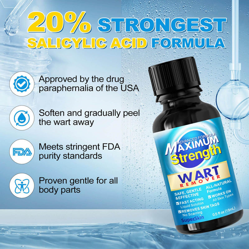 Fast Action Liquid Wart Gel Maximum Strength - Wart Liquid with Salicylic Acid - Fast-Acting Wart Liquid Freeze Off Designed for Warts, Plantar Wart, Genital Wart, Common Wart, Flat Wart, Corn, Callus Clear - BeesActive Australia