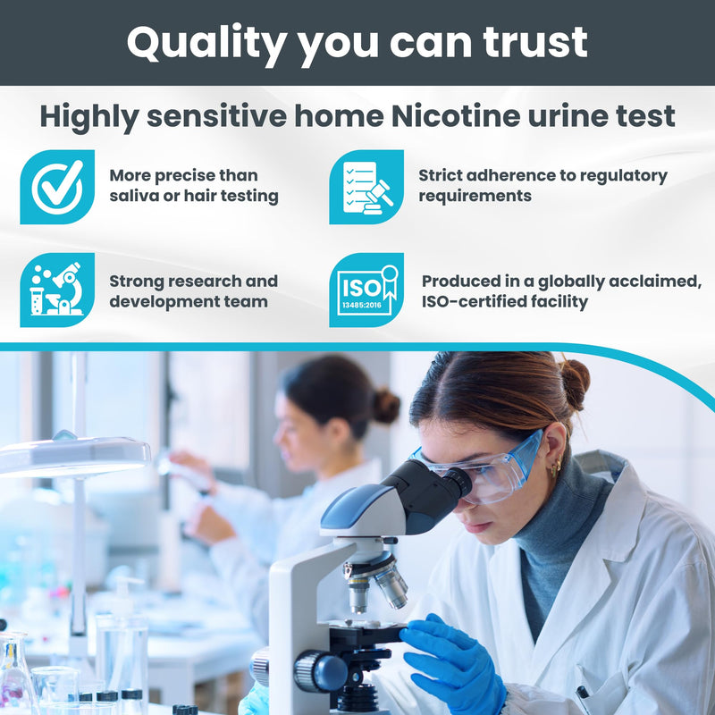 Exploro Nicotine Testing Kit at Home, Cotinine Urine Test, Highly Sensitive Nicotine Test Strips for Urine, Nicotine Test, Accurate Nicotene Test & Vape Test for Cut-Off Level 200 ng/ml (Pack of 10) 10 Count (Pack of 1) - BeesActive Australia