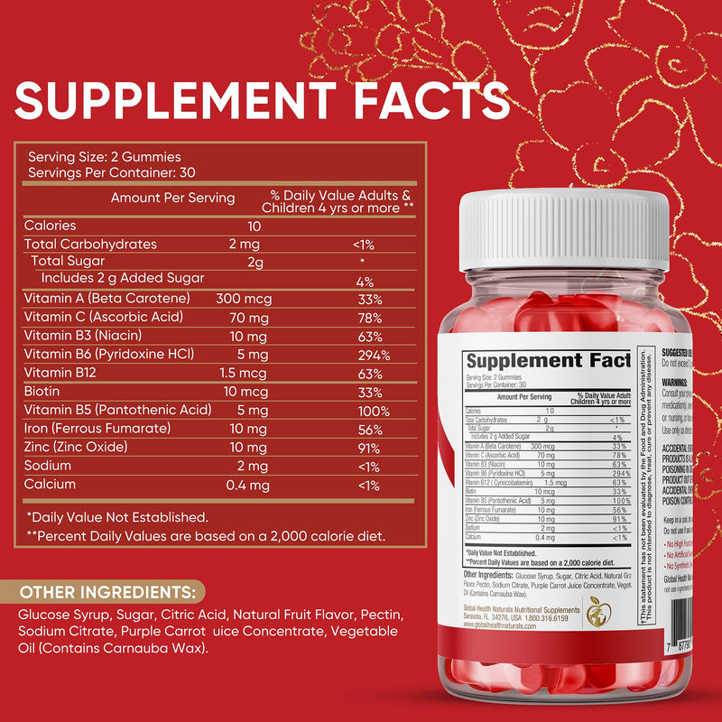 Vegan Women’s Multivitamin Gummies with Iron – Adult Gummy Multivitamins for Daily Energy & Wellness – Natural Grape Flavor – Non-GMO, Gelatin-Free, Gluten-Free – 30 Day Supply