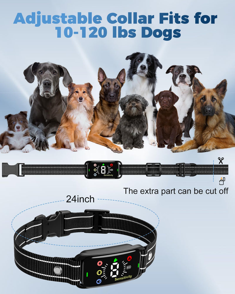 Dog Bark Collar - Automatic Anti Barking Collar with 8 Sensitivity, Rechargeable Smart Bark Shock Collar for Small/Medium/Large Dogs, Waterproof Bark Training Collar with Beep Vibration Harmless Shock - BeesActive Australia