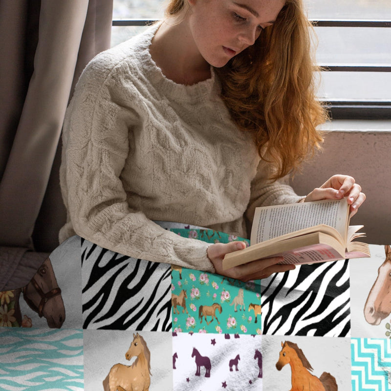 Horse Blanket Horse Gifts for Girls 10-12 Women Teenager Lightweight Cozy Flannel Fleece Throw Blanket Horse Decor Animal Blanket 50"X40" 40"x50" for kids - BeesActive Australia