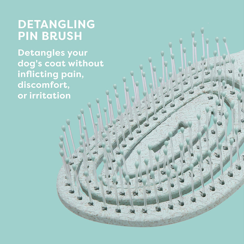 BioSilk for Pets Eco-Friendly Detangling Pin Brush for Dogs in Mint Green | Easy to Hold Ergonomic Handle Dog Brushes, Wet or Dry Dog Hair Brush, Light Blue (FF12806),Gray/Black 1 Count - BeesActive Australia