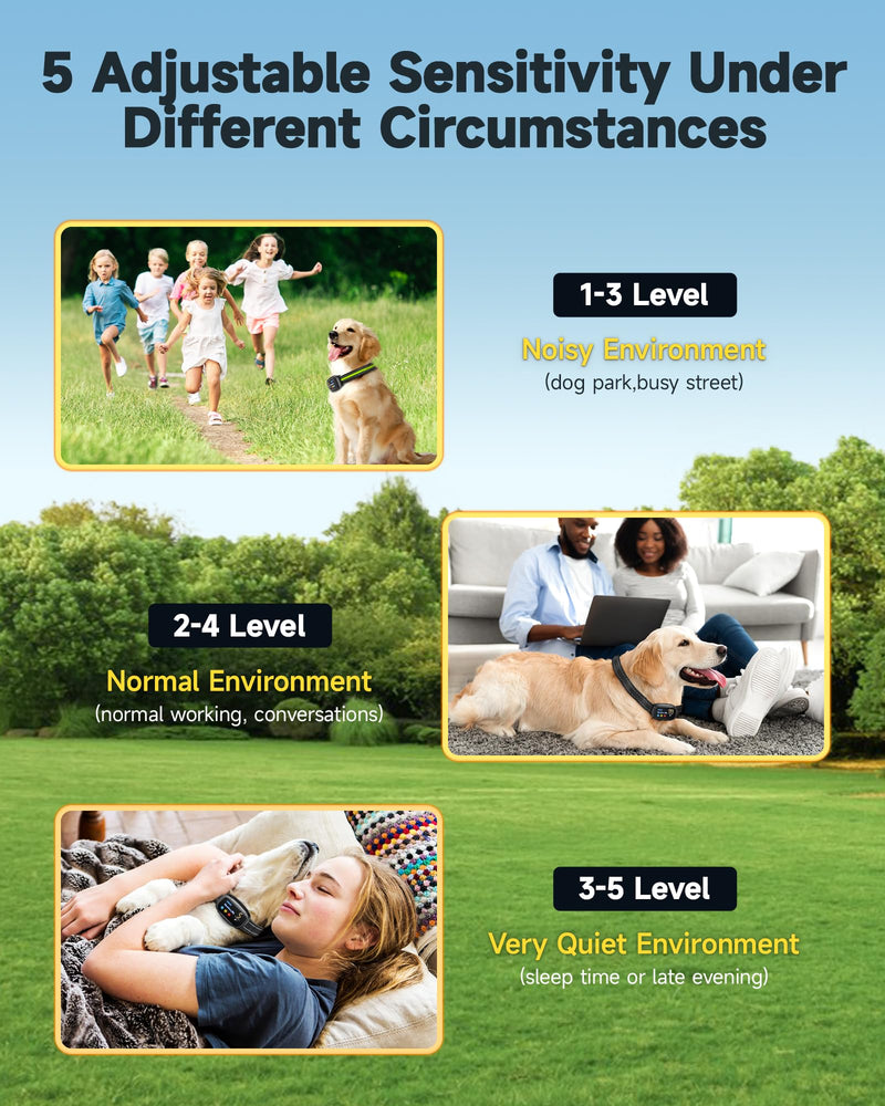 Bark Collar 2 Pack, Update Barking Count Dog Shock Collar for Large Medium Small Dogs 10-150lbs, Rechargeable Anti Barking Training Silencer,5 Adjustable Sensitivity, IP67 Waterproof - BeesActive Australia