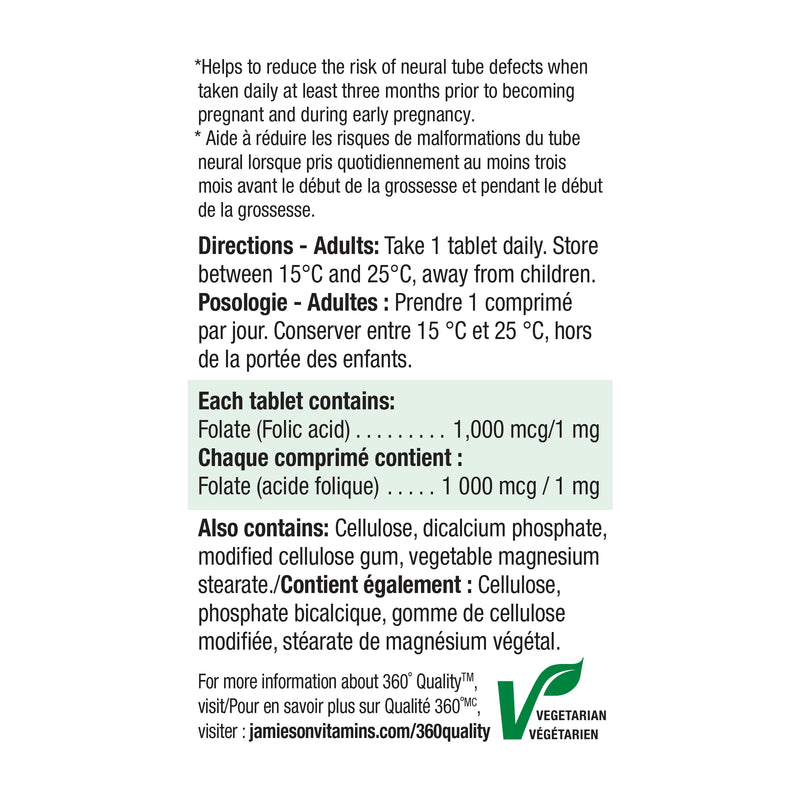 Jamieson Folic Acid 1mg 100 Tables