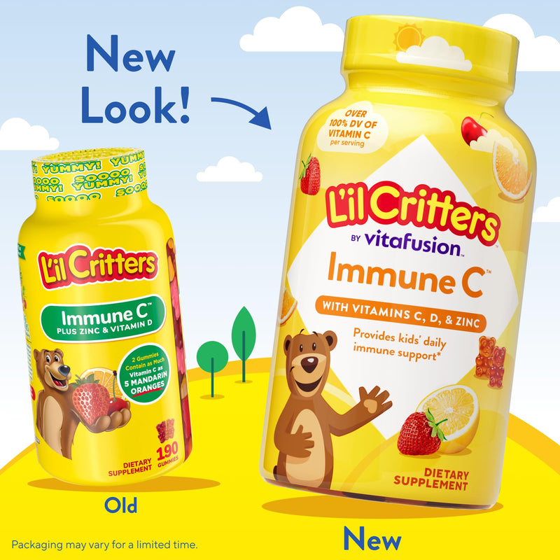 L'il Critters Kids Immune C | Vitamin C and Zinc Gummies | 190 Count | Assorted Fruit Flavors | Gluten and Dairy-Free Children's Gummy Supplement 190 Count (Pack of 1)
