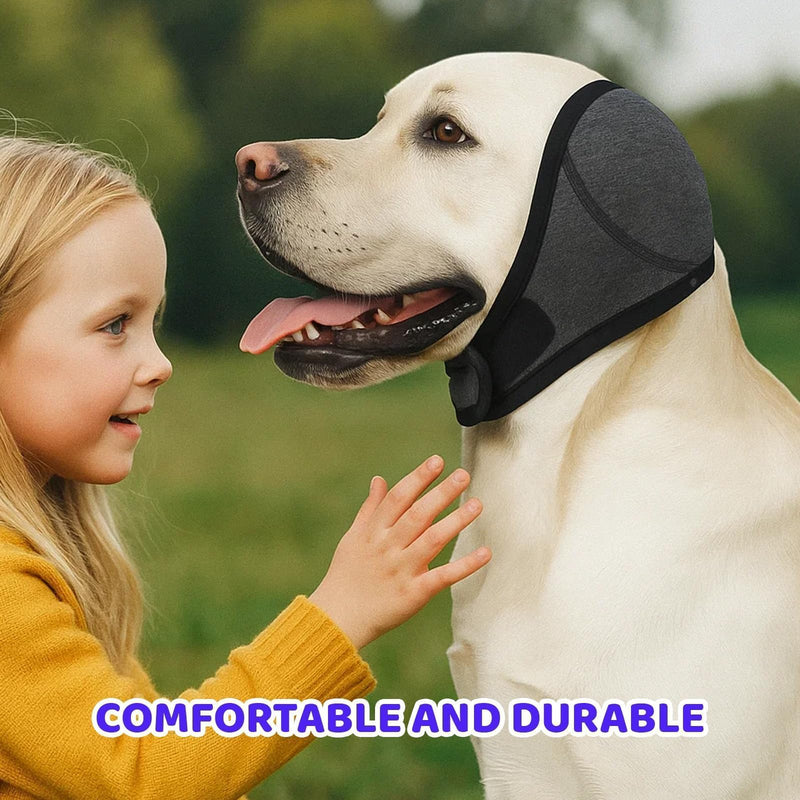 Adjustable Dog Ears Cover, Calming Hood with Ear Protection - Provides Warmth, Soothes Anxiety & Prevents Wound Infection, Size L