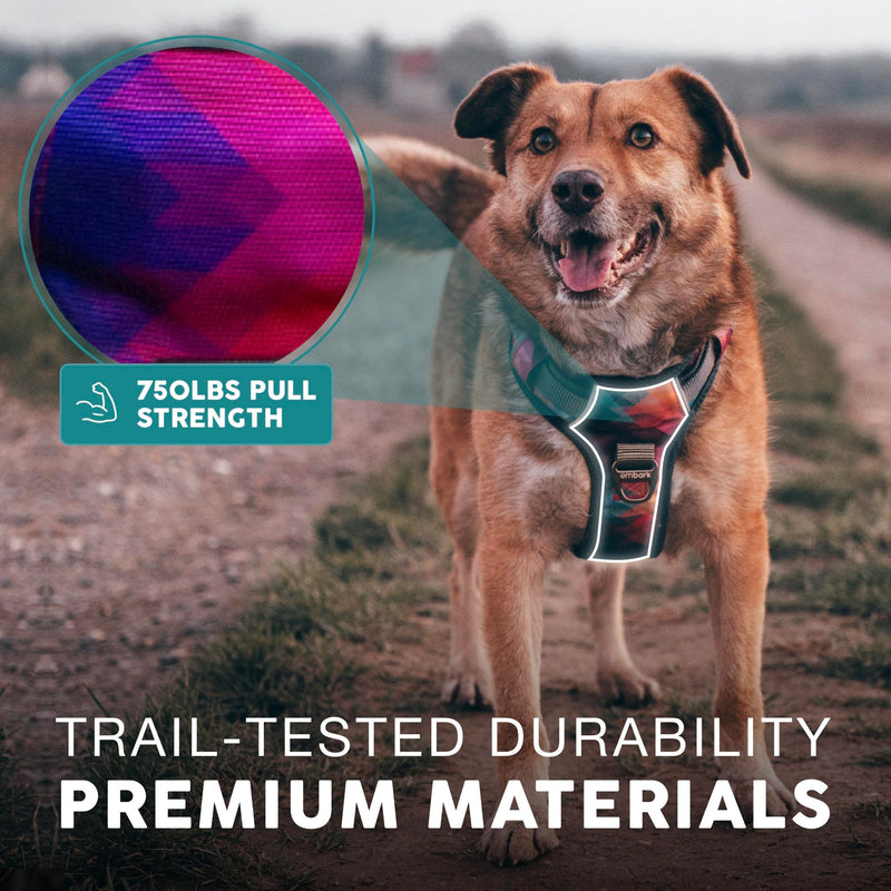Embark Urban Dog Harness, No-Pull Reflective Trim Dog Harness for Small, Medium & Large Dogs - Military Grade Nylon, 2 Leash Clips & Gel Lined Handle. Soft & Padded Puppy Dog Vest for Any Breed M (Chest: 24-28") Aurora - BeesActive Australia