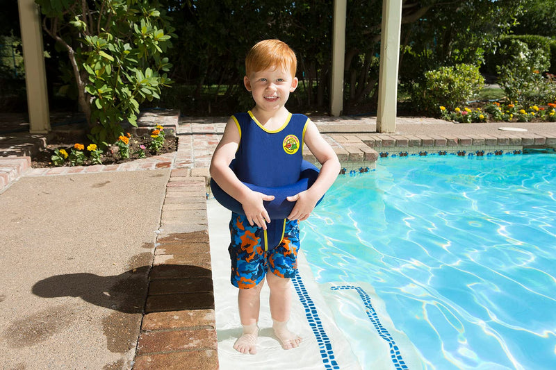 Poolmaster Blue Learn to Swim Trainer Vest with Tube Float, Kids Swim Aid for Ages 3+, Swimming Position Trainer, Adjustable Strap, UPF 50, Fits 34 to 40 Inches, 27 to 35 lbs