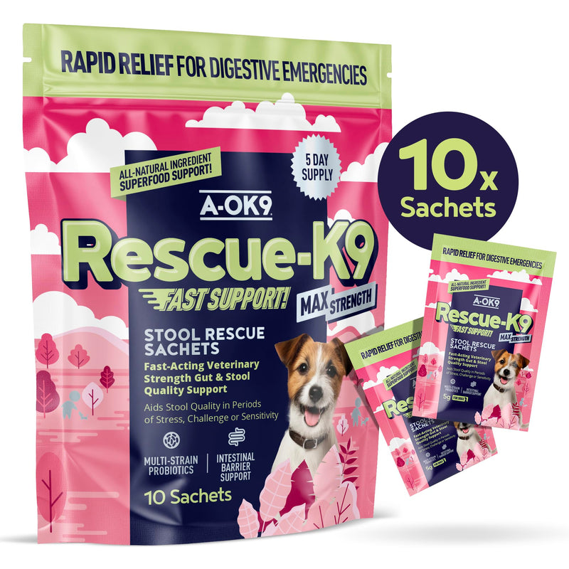 Dog Probiotics for Gut Health – Digestive Support Supplement Powder 10 Sachets – Prebiotics for Diarrhea Treatment, Gut Balance & Firm Stools – Dog Tummy Settler All Breeds - Made in UK