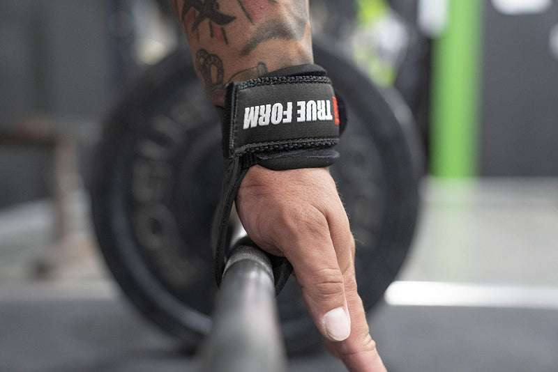 True Form Grips Weight Lifting Gloves Heavy Duty Straps Alternative Power Lifting Hooks Best for Deadlifts Adjustable Neoprene Padded Wrist Wraps Support Bodybuilding Pro Workout Black Large