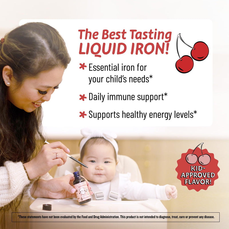 Legendairy Milk Organic Toddler Iron Drops, Cherry Flavor, 60 Servings | Polysaccharide iron supplement with vitamin C and zinc, Ideal for kids 4 months - 3 years. Sugar-Free, Non-GMO, Vegan