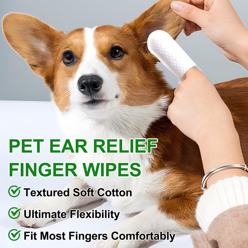 TailaiMei Pet Ear Cleaner Wipes, Dog Ear Wipes Finger for Dogs & Cats, Help Stops Head Shaking, Itching & Waxy Ears, Sooth & Deodorize, Relieve Ear Itching, Pet Supplies, 100 Disposable Wipes