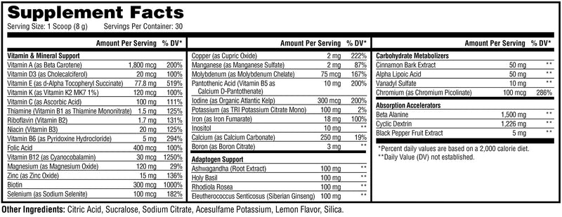 Metabolic Nutrition Vitagen, Vitamin Adaptogen Complex, 240 g, Health & Wellness Solution (Lemonade) Lemonade
