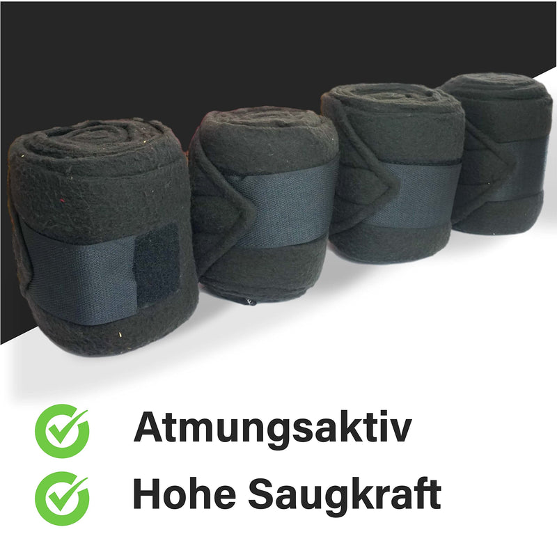 Bandages for the horse made of fleece with Velcro fastener - fleece bandages horse in a set of 4 with practical storage bag (Shetland Pony (Shetty), Black) Shetland Pony (Shetty) - BeesActive Australia