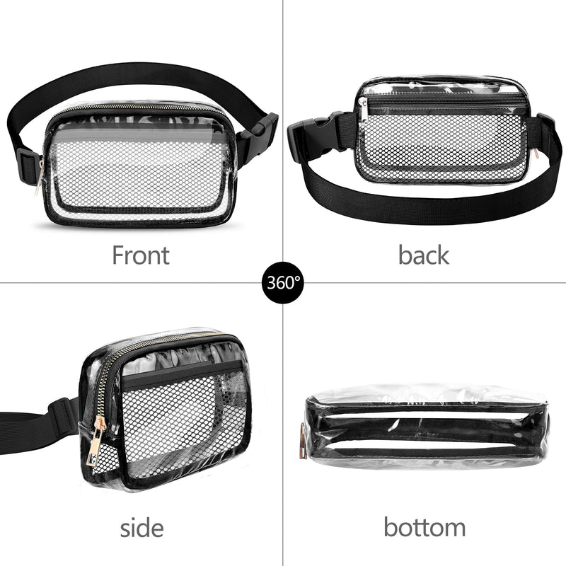 Clear Fanny Pack Crossbody Bag For Women And Men Belt Bag Gift For Women Bum Bag with Adjustable Strap for Sports Clear Mesh Light Blue Clear Fanny Pack With Mesh
