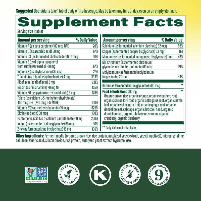 MegaFood One Daily Multivitamin for Men with 21 Nutrients, 60 Tablets | Immune Support, Cellular Energy & Muscle Health, Methylfolate, Methylated B12, C, D3, Zinc, Non-GMO, Vegetarian, 60 Servings Unflavored 60 Count (Pack of 1)