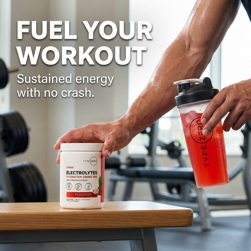Type Zero Clean Electrolytes Hydration Powder (Fruit Punch) 50 Servings | 14 Essential Vitamins & Minerals, Sugar Free, Zero Artificial Ingredients