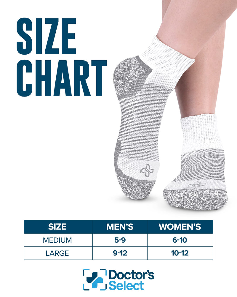 Doctor's Select Diabetic Ankle Socks for Women and Men - 4 Pairs | Unisex Adult Diabetic Socks Large Neutrals Pack - 4 Pairs