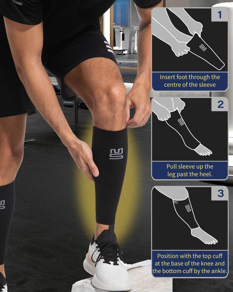 Calf Compression Sleeves - Leg Sleeves for Men and Women - Shin Splint Relief Support Brace Running Flights Large-X-Large Blue - BeesActive Australia