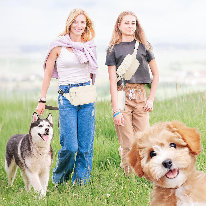 Dog Treat Pouch & Dog Walking Bag,Removable Treat Pouches for Pet Training,Stylish Dog Walking Fanny Pack with Used Waste Bag Holder,White White - BeesActive Australia