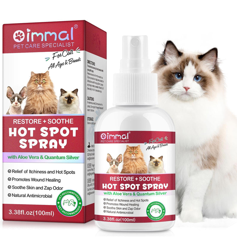Vet-Recommended Cat Hot Spot Spray 100ml | Quantum Silver & Herbal Formula | Anti-Itch Skin Recovery Spray | Lavender Calming | Alcohol-Free Wound Care for Kittens & Cats