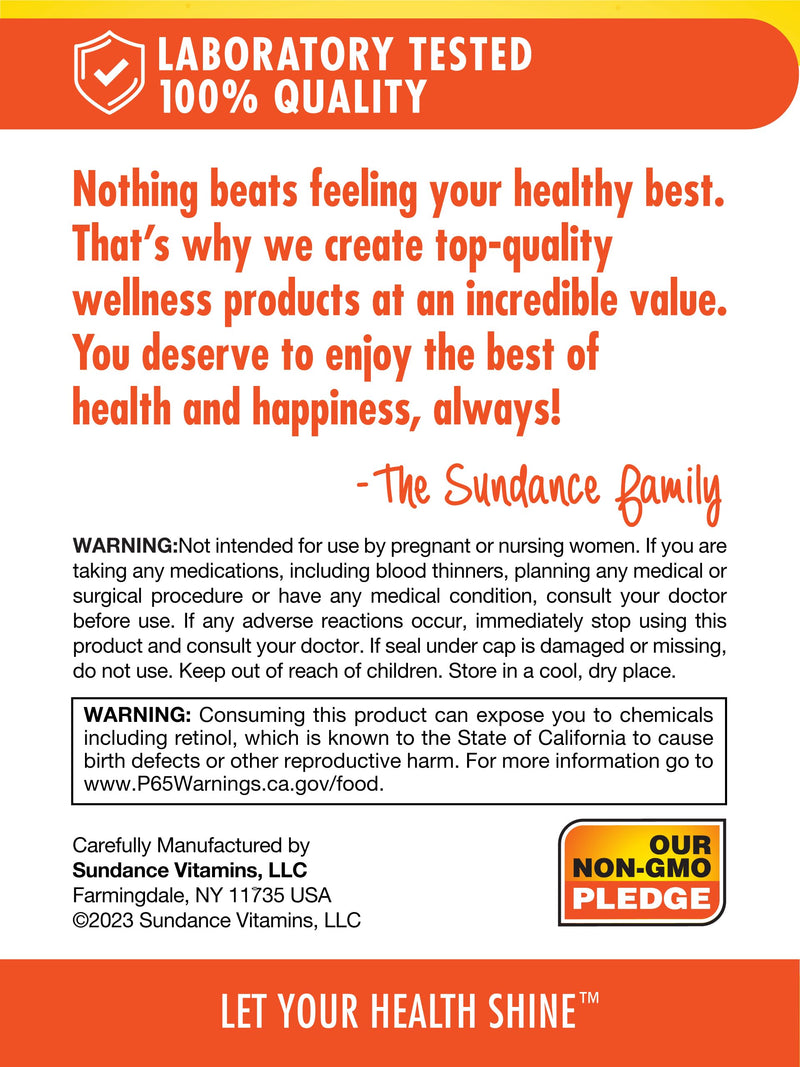 Sundance High Potency Vitamin A Softgels | 3000mcg | 100 Count | Essential Vitamin | Non-GMO and Gluten Free Supplement - BeesActive Australia