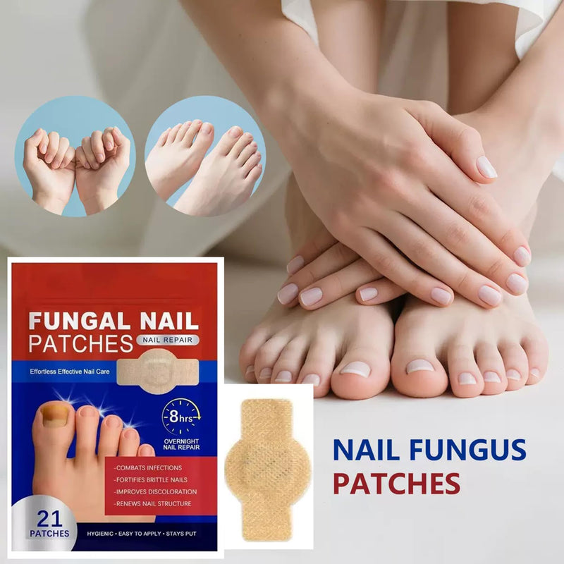 Toenail Fungus Patches 21 Pcs + Liquid Solution 30 Fl Oz 8-Hour Overnight Repair safely and gently Treatment Toenail,Fast Acting Hydrogel Nail Care-Strengthens & Improves Discoloration and Thickness - BeesActive Australia