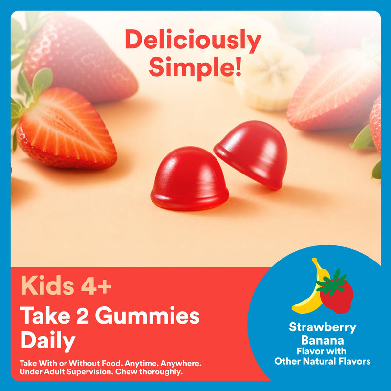 SmartyPants Kids Zero Sugar Multi & Omegas Multivitamin Gummies with Omega 3 ALA, Vitamins D, C, A, Plant-Based, Clean Label, No Sugar Alcohols, Strawberry Banana Flavor, 60 Gummies (30 Day Supply) 60 Count (Pack of 1)