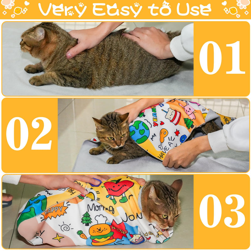 AIERSA Cat Wrap for Cutting Nails and Grooming, Cat Restraint Wrap for Nail Clipping, Self-Adhesive Fabric Cat Swaddle Burrito Wrap for Nail Trimming, Cat Grooming Supplies XL(27x27IN) - BeesActive Australia