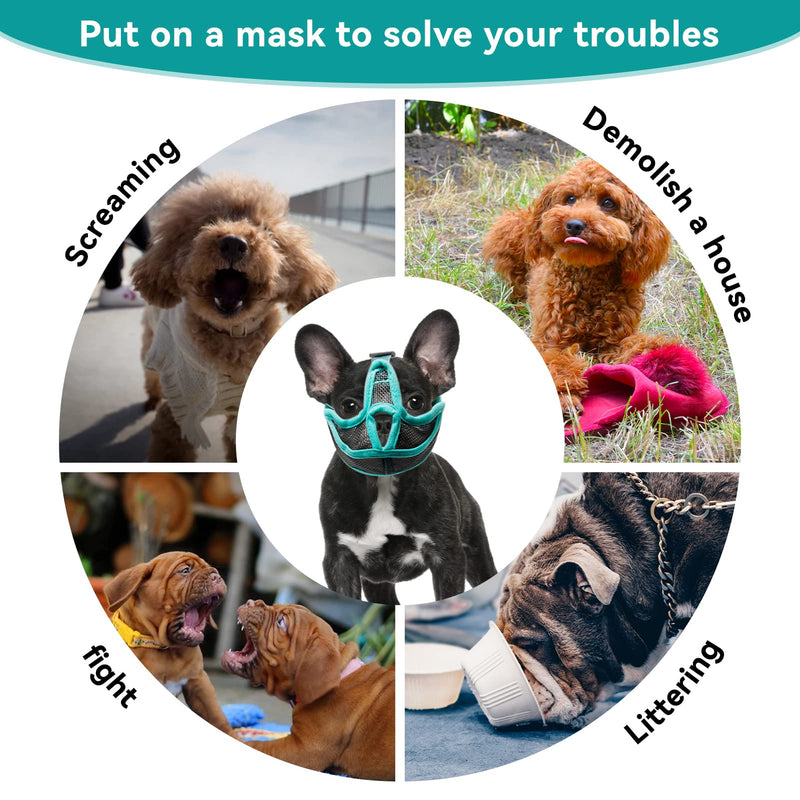 Muzzle for dogs, dog muzzle with short snout, mesh adjustable muzzle French bulldog, breathable short snout anti-bite bulldog for anti-biting, anti-bark licking L - BeesActive Australia