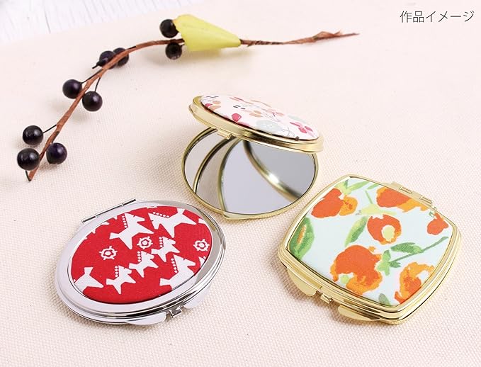 NBK KE276-G Compact Mirror, Square, Gold, W2.6 x H2.8 inches (6.6 x 7.2 cm), 1 Piece -  Australia